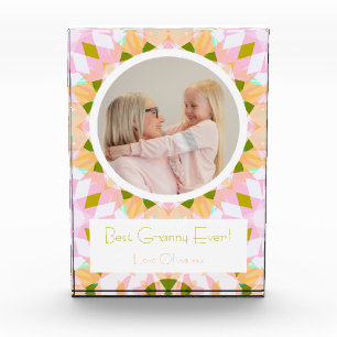 Hübsch Rosa Grün Großeltern Tag Beste Großmutter Fotoblock