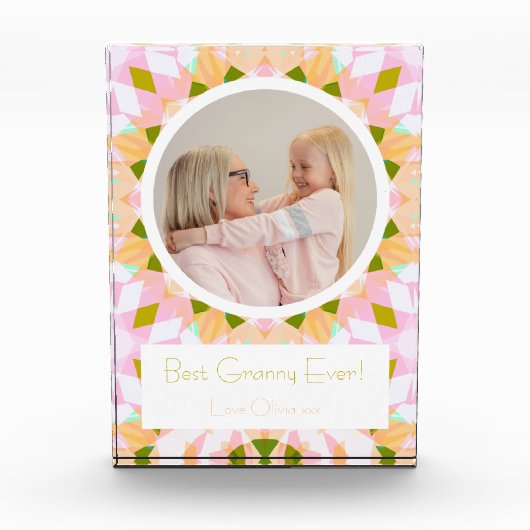Hübsch Rosa Grün Großeltern Tag Beste Großmutter Fotoblock (Vorderseite)