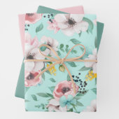 Hübsch-rosa-grüne Blume Geschenkpapier Set (Beispiel)