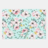 Hübsch-rosa-grüne Blume Geschenkpapier Set (Vorderseite)