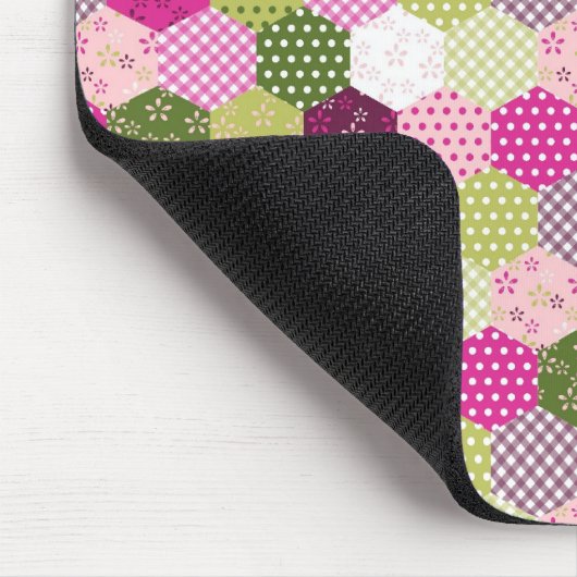 Hübsch rosa grüne Mulberry-Patchwork-Quilt-Design Mousepad (Ecke)