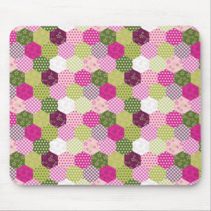 Hübsch rosa grüne Mulberry-Patchwork-Quilt-Design Mousepad