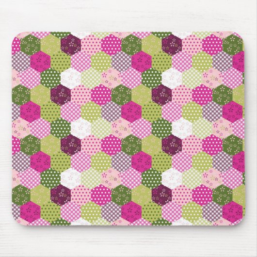 Hübsch rosa grüne Mulberry-Patchwork-Quilt-Design Mousepad (Vorne)