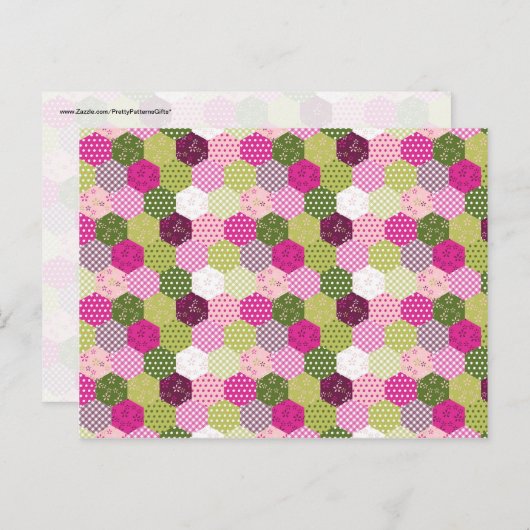 Hübsch rosa grüne Mulberry-Patchwork-Quilt-Design Postkarte (Vorne/Hinten)