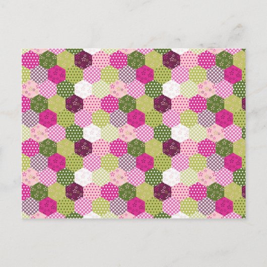 Hübsch rosa grüne Mulberry-Patchwork-Quilt-Design Postkarte (Vorderseite)
