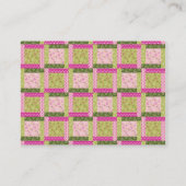 Hübsch rosa, grüne Patchwork-Quadrate Quilmuster Visitenkarte (Rückseite)