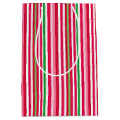 Hübsch rosa, grüne und rote Streifen Mittlere Geschenktüte (Vorderseite)