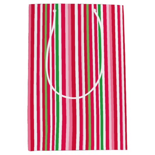 Hübsch rosa, grüne und rote Streifen Mittlere Geschenktüte (Vorderseite)
