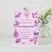 Hübsch-rosa Halloween Einladung (Stehend Vorderseite)