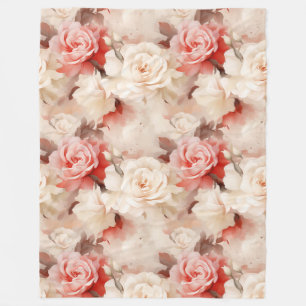 Hübsch Rosa Hauch Creme Rose Blumen Fleecedecke