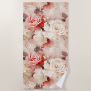Hübsch Rosa Hauch Creme Rose floral Strandtuch