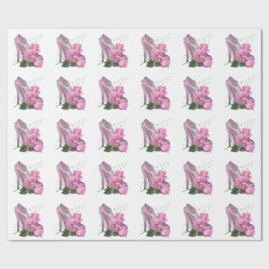 Hübsch-Rosa-Hi-Heel-Rose Geschenkpapier (Flach)