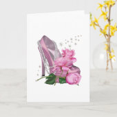 Hübsch-Rosa-Hi-Heel-Rose Karte (Gelbe Blume)