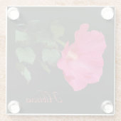 Hübsch rosa Hibiskus auf schwarz Glasuntersetzer (Rückseite)