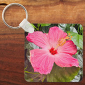 Hübsch rosa Hibiskus Schlüsselanhänger (Vorderseite)