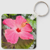 Hübsch rosa Hibiskus Schlüsselanhänger (Rückseite)