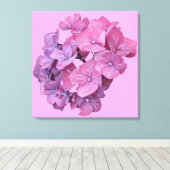 Hübsch-rosa Hydrangea Blume modern blumengeschmück Leinwanddruck (Insitu (Holzboden))
