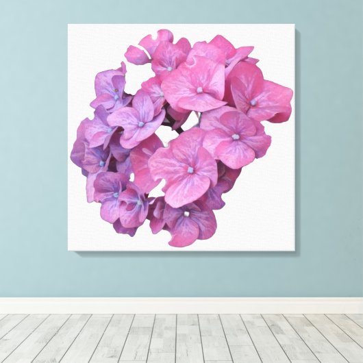 Hübsch-rosa Hydrangea Blume modern blumengeschmück Leinwanddruck (Insitu (Holzboden))