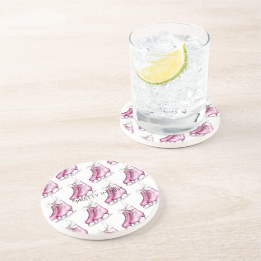 Hübsch-Rosa-Ice-Skate Getränkeuntersetzer (Seite)