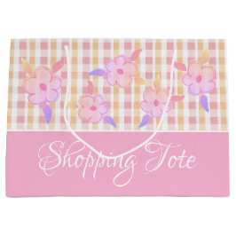 Hübsch rosa Kariert Große Geschenktüte