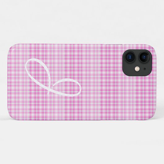 Hübsch rosa Kariert mit Monogram iPhone Gehäuse Case-Mate iPhone Hülle (Rückseite (Horizontal))