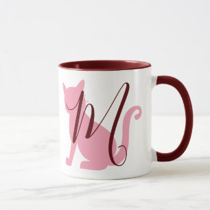 Hübsch rosa Katzenmonogramm Tasse