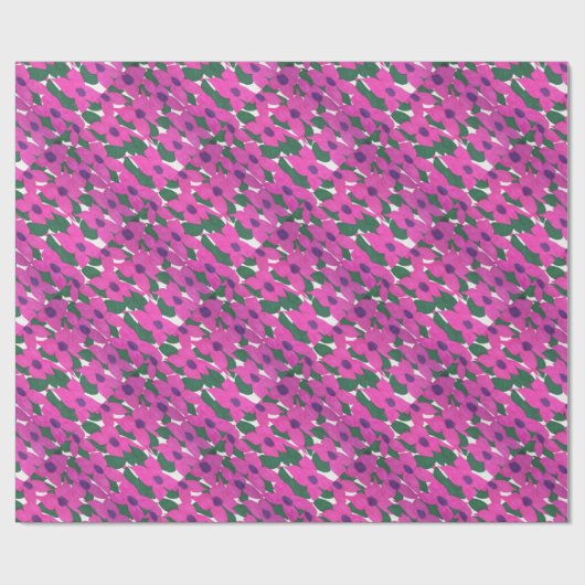 Hübsch rosa, klassisches Blumenmuster Geschenkpapier (Flach)