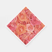 Hübsch rosa Korallenrot Orange Rose Blume Muster Serviette (Ecke)