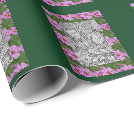 Hübsch rosa Kosmos-Blume Fotovorlage Geschenkpapier (Rolleneckpunkt)