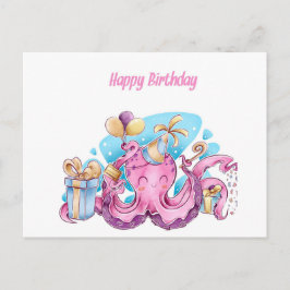 Hübsch rosa Krake Postkarte