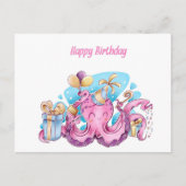 Hübsch rosa Krake Postkarte (Vorderseite)