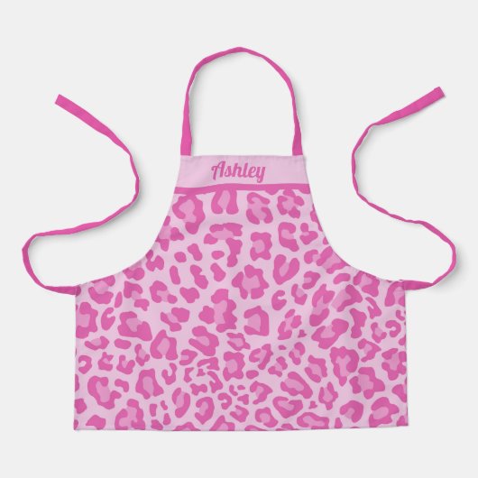Hübsch rosa Leopard Kids Monogram Schürze (Vorderseite)