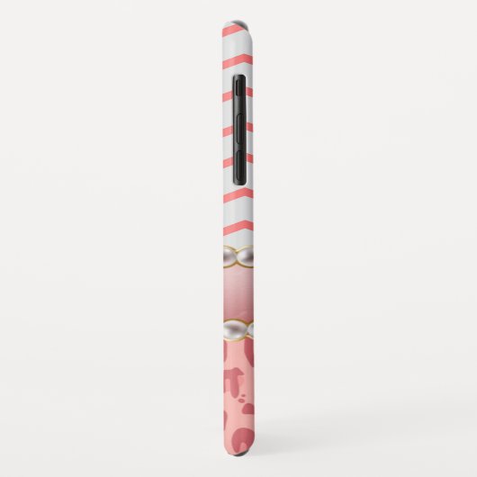Hübsch rosa Leopard Zickzack Schöne Perlen Case-Mate iPhone Hülle (Hinten/Links)