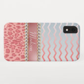 Hübsch rosa Leopard Zickzack Schöne Perlen Case-Mate iPhone Hülle (Rückseite (Horizontal))