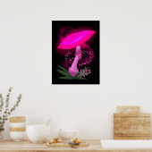Hübsch rosa leuchtendes Mushroom Poster (Küche)