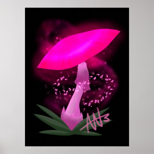 Hübsch rosa leuchtendes Mushroom Poster (Vorne)