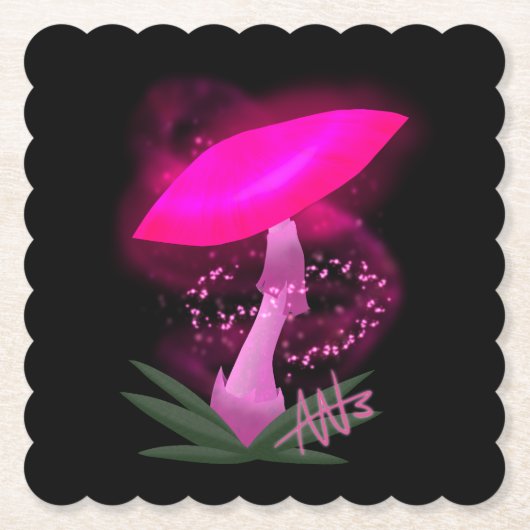 Hübsch rosa leuchtendes Mushroom Untersetzer (Vorderseite)