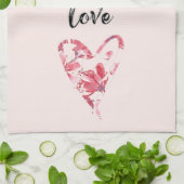 Hübsch rosa Liebe Blumenherz Geschirrtuch (Gefaltet)