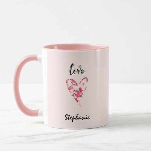 Hübsch rosa Liebe Blumenherz Tasse (Links)