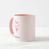 Hübsch rosa Liebe Blumenherz Tasse (Vorderseite Links)