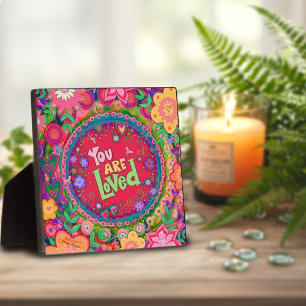 Hübsch rosa Liebe Zitat florale Inspiration Fotoplatte