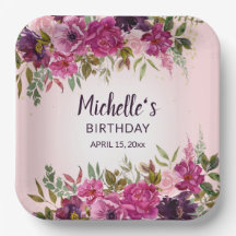 Hübsch rosa Lila Blumenfrauen Geburtstag