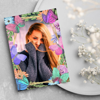 Hübsch Rosa Lila Blütenschmetterlinge Geburtstagsg Einladung