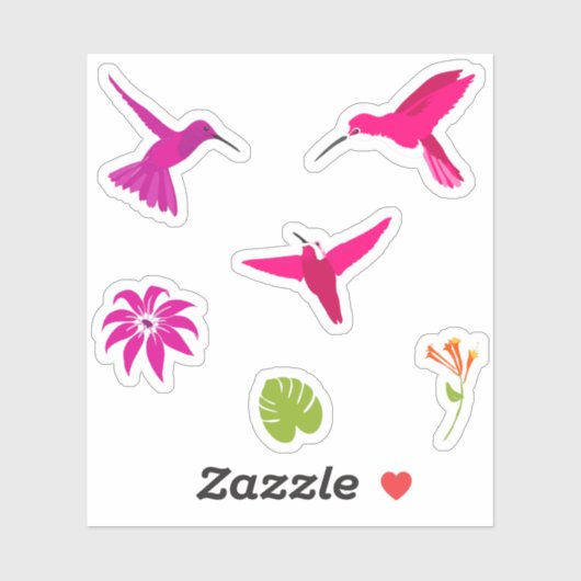 Hübsch rosa Lila Hummingvögel und Blume Aufkleber (Blatt)
