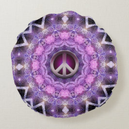 Hübsch-rosa-Lila-Mandala-Friedenszirkel Rundes Kissen