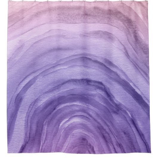 Hübsch rosa Lila Ombre Agate Wasserfarbmuster Duschvorhang (Vorderseite)
