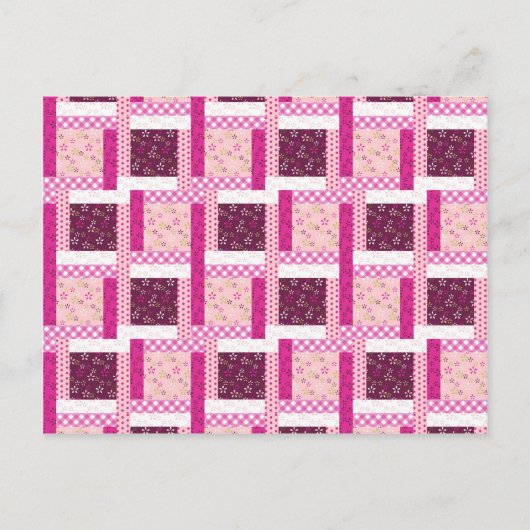 Hübsch rosa Lila Patchwork Quilt Design Geschenke Postkarte (Vorderseite)