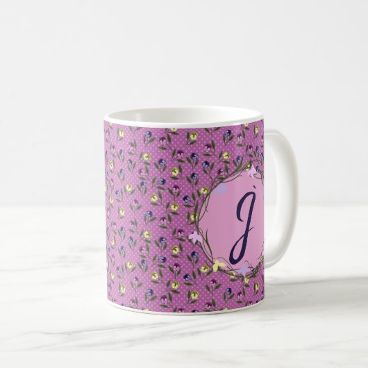 Hübsch rosa Lila und gelbe Stiefmütterchen Bademat Kaffeetasse (VorderseiteRechts)