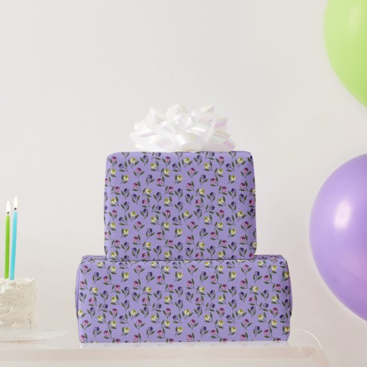 Hübsch rosa Lila und gelbe Stiefmütterchen Geschenkpapier (Partygeschenke)
