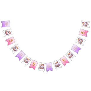 Hübsch Rosa, Lila und Gold Einhorn Geburtstag Wimpelkette